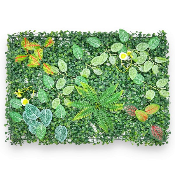 Panou decorativ cu frunze verzi artificiale, paravan tip gard viu, 60 x 40 cm