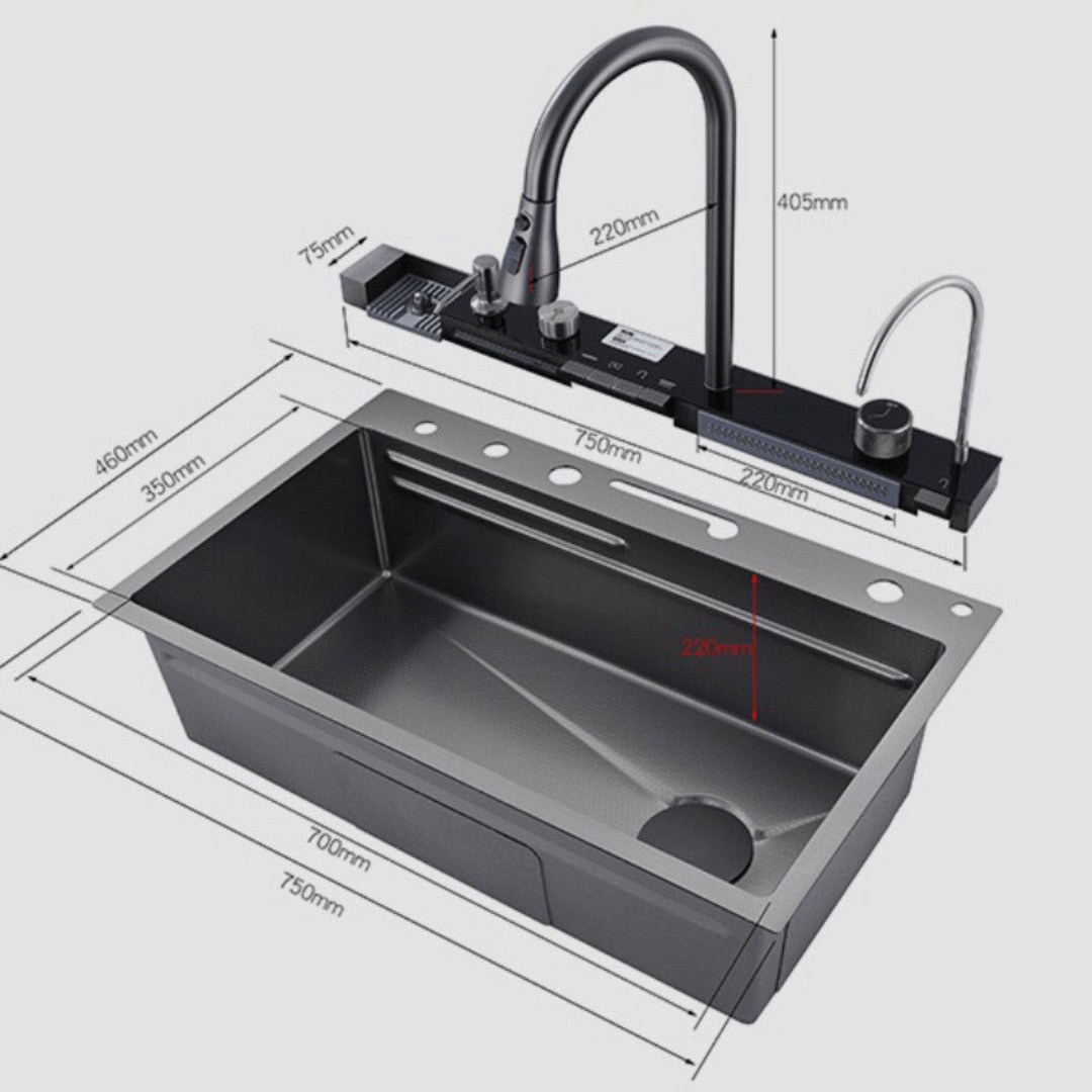 Chiuveta de Bucătărie Multifuncțională din Oțel Inoxidabil cu Afișaj Digital