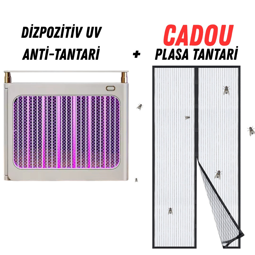Pachet Promo Lampa UV Anti-Țânțari Portabilă și Plasă Magnetică pentru Ușă