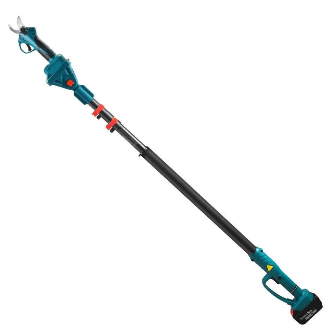 Set Profesional Foarfecă Electrică + Mini Drujbă 6” pentru Grădinărit – 48V, Braț Telescopic 2,13 m, 2 Acumulatori