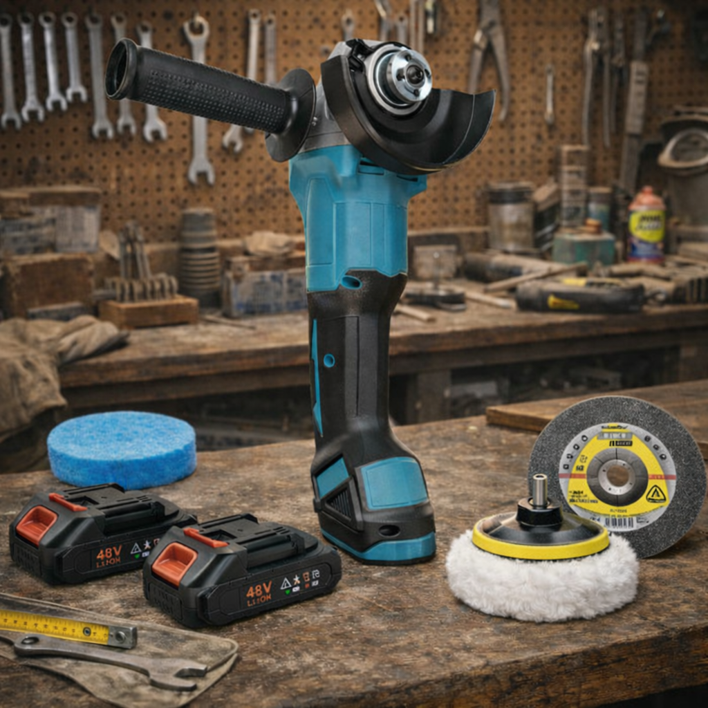 Flex Profesional Fără Fir 48V, Motor Brushless, 2 Acumulatori 5Ah, Discuri Tăiere & Polish Incluse, Cutie Transport