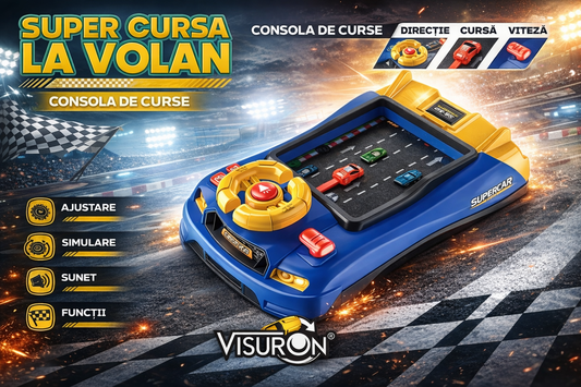 Consolă Interactivă Copii Racing Adventure – Simulator Auto cu Volan, Sunete Reale și Ecran Mecanic, Joc Educativ 3+