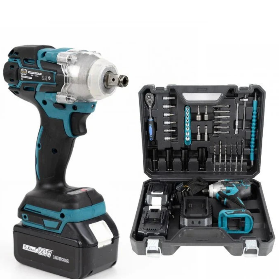 Mașină Profesională de Înșurubat cu Impact 48V – Motor Brushless, 280 Nm, 2 Acumulatori, 43 Accesorii, Valiză Transport