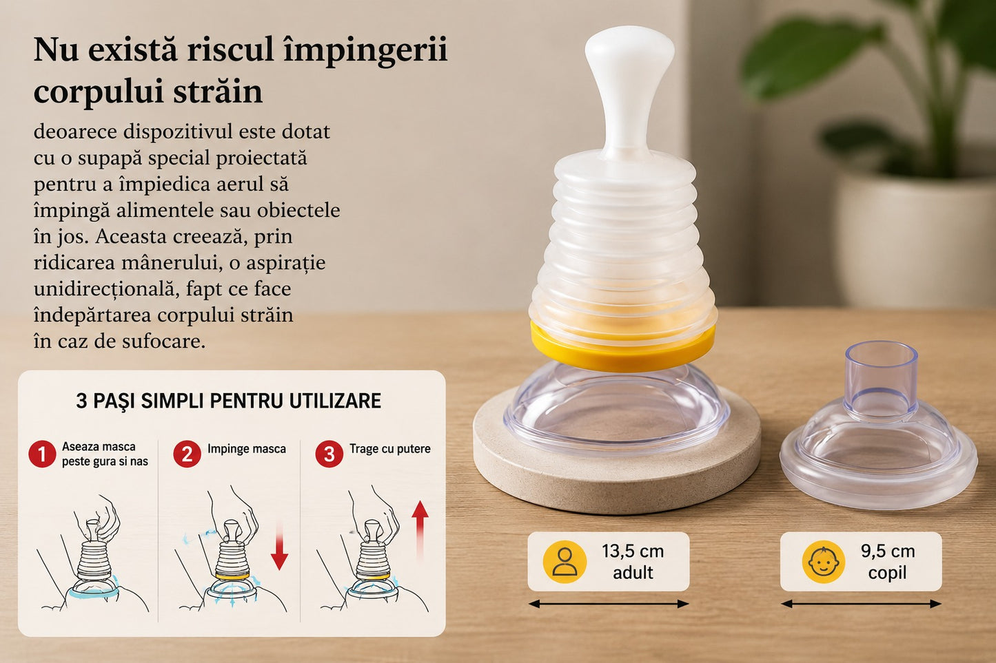 Dispozitiv Anti Sufocare Copii si Adulti  – Eliberare Căi Respiratorii, 2 Măști, Husă Inclusa