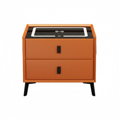 Noptieră Smart cu 2 Sertare – Încărcare Wireless, LED Ambient, Boxă Bluetooth, USB & Type-C ZanaCasei.Ro