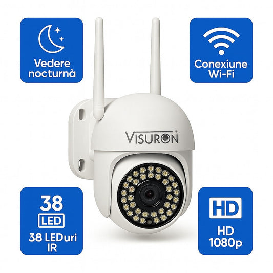 Cameră de Supraveghere VISURON WiFi – Protecție Completă, Zi și Noapte