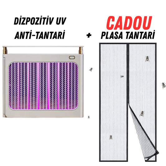 Pachet Promo Lampa UV Anti-Țânțari Portabilă și Plasă Magnetică pentru Ușă